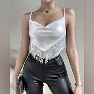 Women's Diamond Decorated Spaghetti Strap Tank Top